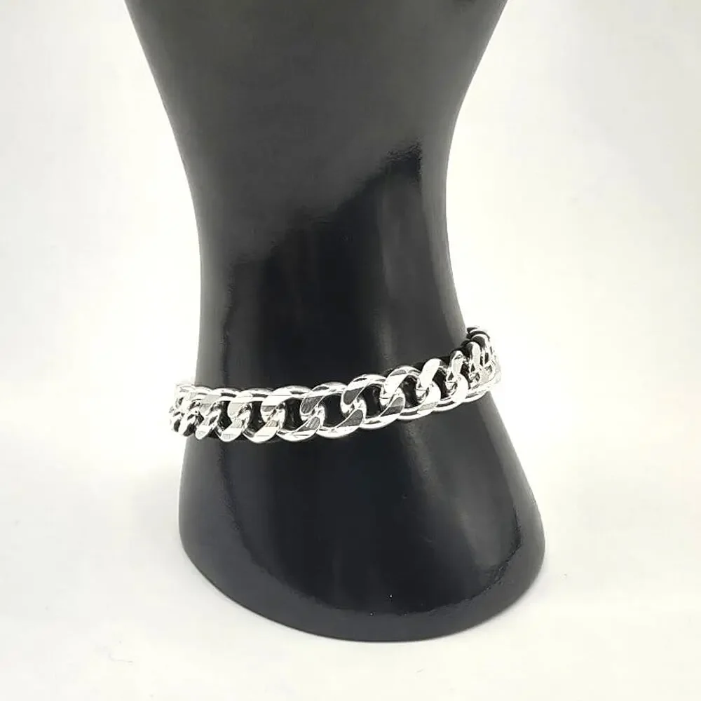925 Silver Bracelet Miami Cuban Style Thick 10mm. Valentines Birthday Gift NEW!
